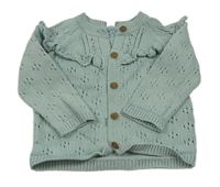 Svetlomodrý perforovaný prepínaci sveter s volánikmi M&S