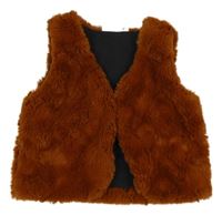 Hrdzavá kožušinová podšitá vesta