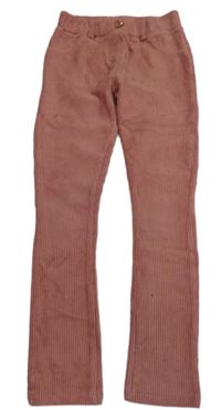 Růžové sametové žebrované tregíny Topolino