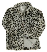 Sivo-hnedá vzorovaná kožušinová podšitá bunda Next