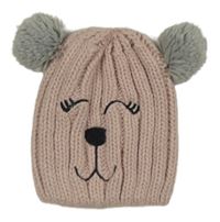 Pudrová čepice s s čumákem a bambulemi 