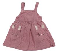 Ružové manšestové na traké šaty so zajačikmi Primark