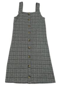 Sivo-čierne vzorovano/kostkované šaty s gombíkmi New Look