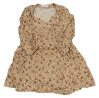 Světlerůžové květované šaty Zara