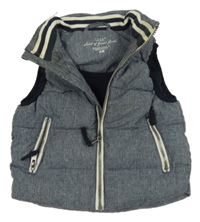 Tmavomodrá melírovaná šušťáková zateplená vesta H&M