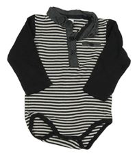 Bílo-antracitové pruhované body s límečkem Topolino