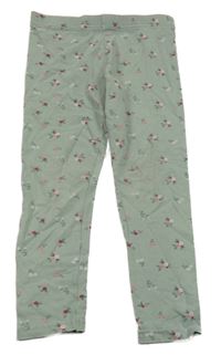 Zelenošedé legíny s kvietkami Primark