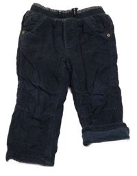 Tmavomodré podšité manšestráky s úpletovým pasom George