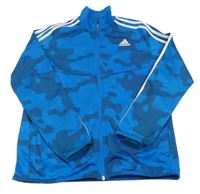 Modro-černá vzorovaná sportovní propínací mikina s logem Adidas