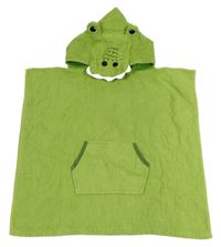 Zelené froté osuškové pončo s kapucí - krokodíl