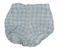 Světelmodro-biele kockované mušelínové kraťasy