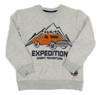 Svetlosivá vzorovaná mikina s autom kids