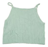 Mátový pletený rebrovaný crop top H&M
