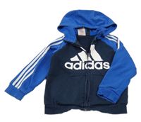 Tmavomodro-modrá propínací mikina s kapucí Adidas