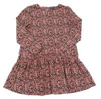 Ružovo-čierne kvetované šaty Primark