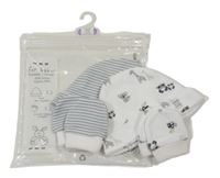 Nové - 4set -  2x čepice - bílá se zvířaty + pruhovaná + 2x rukavice Dunnes