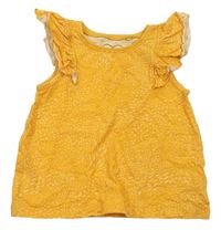 Žlté vzorované tričko s volánikmi Next