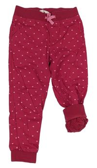 Tmavorůžové plátěné podšivé kalhoty se srdíčky H&M