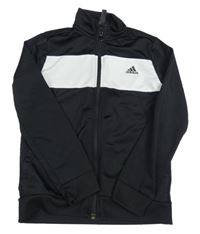 Černo-bílá propínací sportovní mikina s logem Adidas