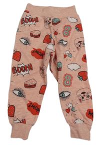 Ružové tepláky s obrázkami