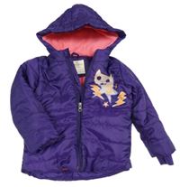 Fialová šušťáková zimná bunda s obrázkom a kapucňou Kuniboo