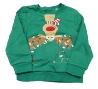 Zelená mikina so sobom C&A