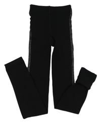 Černé punčochové thermo legíny s pruhy 