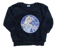 Tmavomodrá chlpatá mikina s Frozen Disney