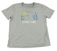 Šedé melírované tričko s ovladačem Shein