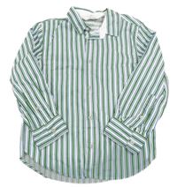 Bielo-zeleno-modrá pruhovaná košeľa H&M