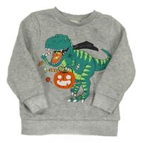 Sivá melírovaná mikina s dinosaurom C&A