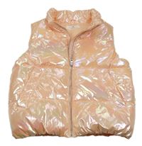 Oranžová šušťáková lesklá prešívaná zateplená vesta H&M