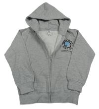 Sivá melírovaná prepínaci mikina s potlačou a kapucňou Awdis