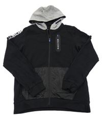 Černá propínací mikina se šedou kapucí Nutmeg 