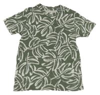 Kaki-biele vzorované tričko Jack&Jones