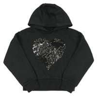 Čierna crop mikina so srdíčkem z flitrů a kapucňou F&F