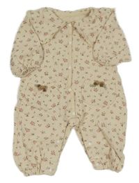 Pudrový vzorovaný kvetovaný overal s golierom