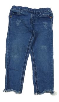 Tmavomodré roztřepené džegíny s prošoupáním Denim Co. 