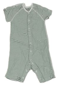 Kaki-biely pruhovaný rebrovaný kraťasový overal M&S