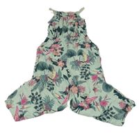 Svetlomodrý kvetovaný nohavicový overal H&M