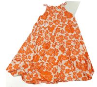 Čierno-biele kvetované midi šaty Kiabi