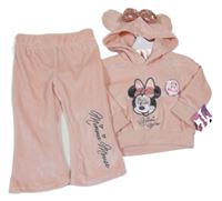 Nové - 2set - Broskvová plyšová mikina s Minnií a kapucí + nohavice Disney