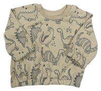 Béžová oversize mikina s dinosaurami Primark