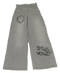 Sivé wide leg tregíny so smajlíkom H&M