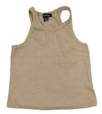 Béžový žebrovaný crop top New Look 