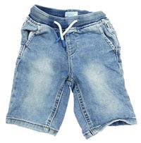 Modré šisované teplákové riflové kraťasy s úpletovým pasem PRIMARK
