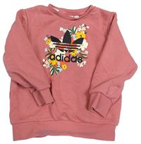 Staroružová mikina s kvetmi zn. Adidas
