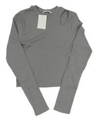 Nové - šedé žebrované crop triko s průstřihem H&M