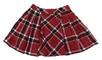 Červeno-čierno-biela kostkovano/károvaná vlnená sukňa Tu