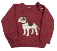 Vínový melírovaný vlnený sveter s psíkom COCONUT